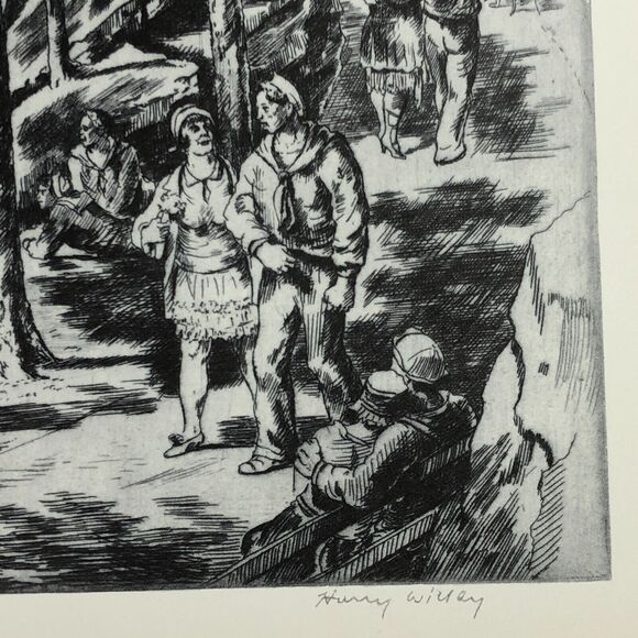 Harry Wickey "Central Park" 1930s Art Print Sketch Vintage New York City NYC - Picture 4 of 11